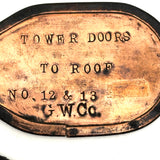 Tower Doors to Roof, Mysterious Old Handmade Copper Key Fob with Blackened Yale Keys