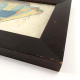 Fantastically Colorful 19th C. American Tall Ship Watercolor in Period Frame