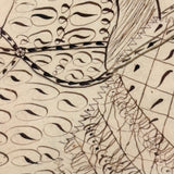 Very Exuberant Markmaking! Mid 19th Century Penwork Woman in Hat on Horse in Period Frame