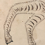 Very Exuberant Markmaking! Mid 19th Century Penwork Woman in Hat on Horse in Period Frame
