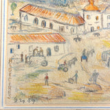 Charming Pair of 1959-1964 European Travel Sketchbooks Loaded with Mounted Colored Pencil Drawings