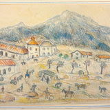 Charming Pair of 1959-1964 European Travel Sketchbooks Loaded with Mounted Colored Pencil Drawings