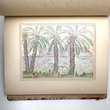 Charming Pair of 1959-1964 European Travel Sketchbooks Loaded with Mounted Colored Pencil Drawings