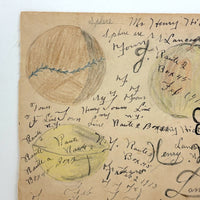 Spheres, with Mill House on Reverse, Henry Hinkel Graphite, 1913 Crayon and Ink Drawing with Writing All Over