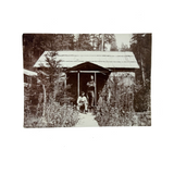 Two Men on the Cabin Stoop, Super Crisp, Small Early Sepia Snapshot