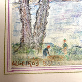Charming Pair of 1959-1964 European Travel Sketchbooks Loaded with Mounted Colored Pencil Drawings