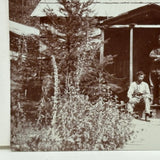 Two Men on the Cabin Stoop, Super Crisp, Small Early Sepia Snapshot
