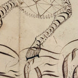 Very Exuberant Markmaking! Mid 19th Century Penwork Woman in Hat on Horse in Period Frame