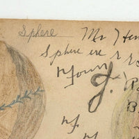 Spheres, with Mill House on Reverse, Henry Hinkel Graphite, 1913 Crayon and Ink Drawing with Writing All Over