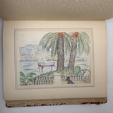 Charming Pair of 1959-1964 European Travel Sketchbooks Loaded with Mounted Colored Pencil Drawings