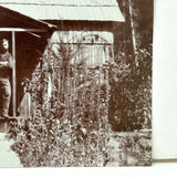 Two Men on the Cabin Stoop, Super Crisp, Small Early Sepia Snapshot