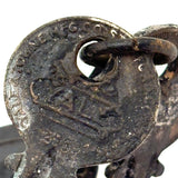 Tower Doors to Roof, Mysterious Old Handmade Copper Key Fob with Blackened Yale Keys