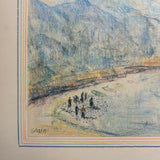 Charming Pair of 1959-1964 European Travel Sketchbooks Loaded with Mounted Colored Pencil Drawings