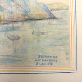 Charming Pair of 1959-1964 European Travel Sketchbooks Loaded with Mounted Colored Pencil Drawings