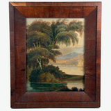 c. Mid 19th Century Hudson River School Oil on Canvas Landscape Fragment, Framed as Found