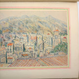 Charming Pair of 1959-1964 European Travel Sketchbooks Loaded with Mounted Colored Pencil Drawings