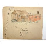 Spheres, with Mill House on Reverse, Henry Hinkel Graphite, 1913 Crayon and Ink Drawing with Writing All Over