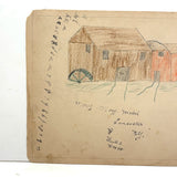 Spheres, with Mill House on Reverse, Henry Hinkel Graphite, 1913 Crayon and Ink Drawing with Writing All Over