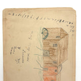 Spheres, with Mill House on Reverse, Henry Hinkel Graphite, 1913 Crayon and Ink Drawing with Writing All Over
