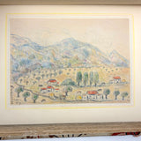 Charming Pair of 1959-1964 European Travel Sketchbooks Loaded with Mounted Colored Pencil Drawings