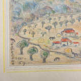 Charming Pair of 1959-1964 European Travel Sketchbooks Loaded with Mounted Colored Pencil Drawings