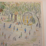 Charming Pair of 1959-1964 European Travel Sketchbooks Loaded with Mounted Colored Pencil Drawings