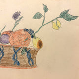 Wonderfully Awkward Still Life with Insect on Stem, House on Reverse, Henry Hinkel, 1913 Drawing , Lancaster NY