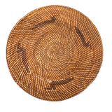 Antique Makah NW Coast Native Cedar Bark Basket with Birds and Boats (One Area of Damage)