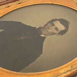 19th C. Ambrotype of Striking (and haunting) Man in Half Case