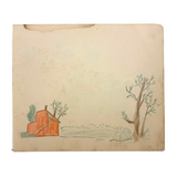 Wonderfully Awkward Still Life with Insect on Stem, House on Reverse, Henry Hinkel, 1913 Drawing , Lancaster NY