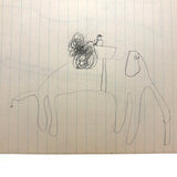 More Excellent Very Naive Kid's Drawings: Elephant, Rider, Explosion; Guns on Reverse