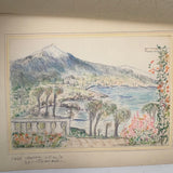 Charming Pair of 1959-1964 European Travel Sketchbooks Loaded with Mounted Colored Pencil Drawings