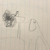 More Excellent Very Naive Kid's Drawings: Elephant, Rider, Explosion; Guns on Reverse