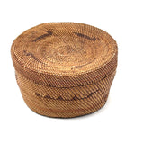 Antique Makah NW Coast Native Cedar Bark Basket with Birds and Boats (One Area of Damage)