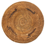 Antique Makah NW Coast Native Cedar Bark Basket with Birds and Boats (One Area of Damage)