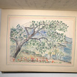 Charming Pair of 1959-1964 European Travel Sketchbooks Loaded with Mounted Colored Pencil Drawings