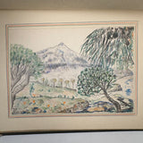 Charming Pair of 1959-1964 European Travel Sketchbooks Loaded with Mounted Colored Pencil Drawings