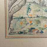 Charming Pair of 1959-1964 European Travel Sketchbooks Loaded with Mounted Colored Pencil Drawings