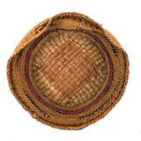Antique Makah NW Coast Native Cedar Bark Basket with Birds and Boats (One Area of Damage)