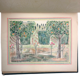 Charming Pair of 1959-1964 European Travel Sketchbooks Loaded with Mounted Colored Pencil Drawings