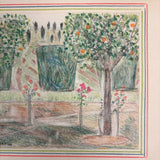 Charming Pair of 1959-1964 European Travel Sketchbooks Loaded with Mounted Colored Pencil Drawings