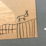 Sweet c. 1930s Kindergarten Cut Paper Animal (with Barn on Reverse)
