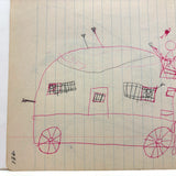 More Excellent Very Naive Kid's Drawings: Animal Drawn Carriage with Faces in Barred Windows