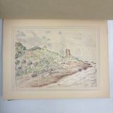 Charming Pair of 1959-1964 European Travel Sketchbooks Loaded with Mounted Colored Pencil Drawings
