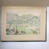 Charming Pair of 1959-1964 European Travel Sketchbooks Loaded with Mounted Colored Pencil Drawings