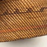 Antique Makah NW Coast Native Cedar Bark Basket with Birds and Boats (One Area of Damage)