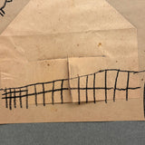 Sweet c. 1930s Kindergarten Cut Paper Animal (with Barn on Reverse)