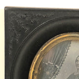 1850s Quarter Plate Daguerreotype of Woman Holding Union Case in Rare Hanging Gutta Percha Frame