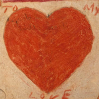 To My Love, Old Crayoned Valentine from Alice with Woven Paper Heart Corners