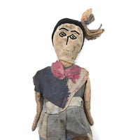 Wonderful Old Handmade Folk Art Doll with Patchwork Dress